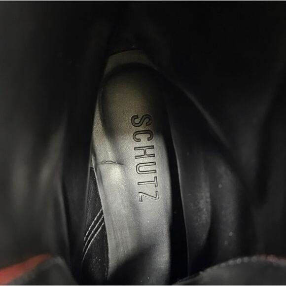 Schutz Boots Womens Size 5 Burgundy Leather Combat Moto Style Lace Up Grunge - Picture 13 of 14